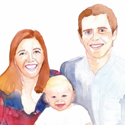 Painting of family by Aine Macken